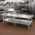 Thumbnail image #2 for 72 Inch x 24 Inch Stainless Steel Equipment Stand with Galvanized Undershelf and 2 Inch Splash Guard