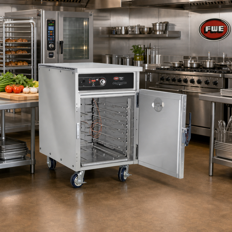Product image #2 for FWE LCH-8 Half-Height Mobile Cook-and-Hold Cabinet with Solid Door, 6 Full-Size Sheet Pan Capacity