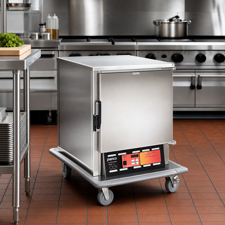 Product image #2 for Panco Half-Size Narrow Heated Holding Cabinet with Solid Door, 8 Wire Slides, Non-Insulated, 120V