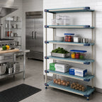 Thumbnail image #2 for Metro MetroMax 4 5AX447G4 All-Polymer Add-On Shelving Unit, 5 Open-Grid Shelves, 42"W x 21"D x 74"H, Blue