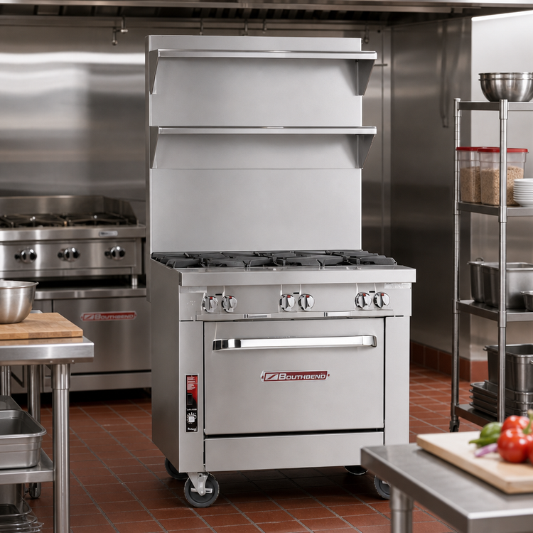Product image #2 for Southbend Platinum Heavy Duty 36-Inch Gas Sectional Range with 3 Uniform Hot Tops and Convection Oven Base