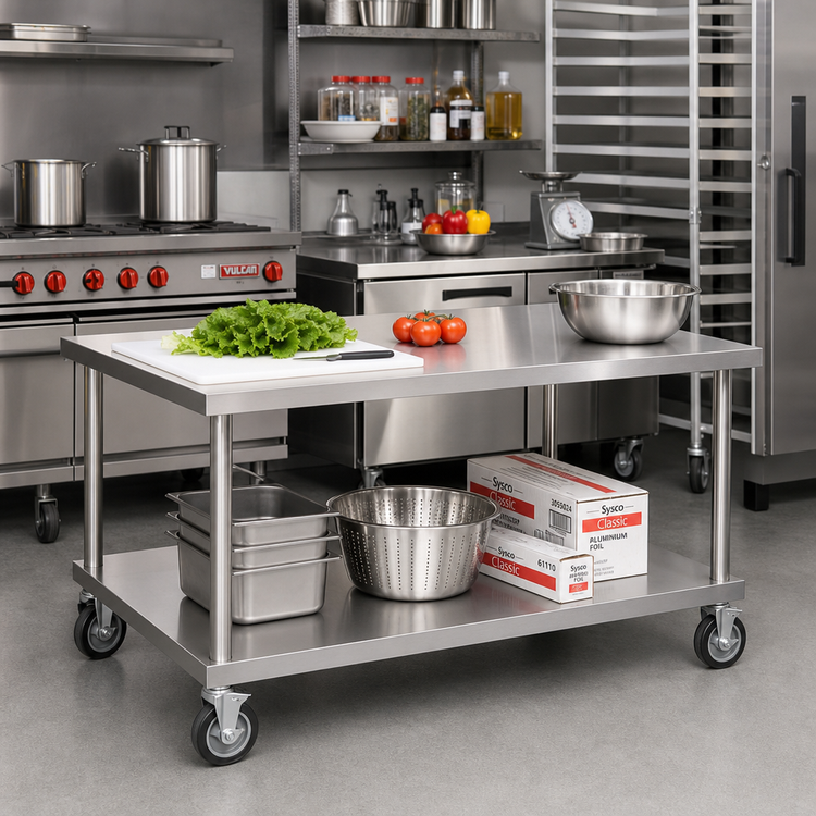 Product image #3 for Vollrath Heavy-Duty Stainless Steel Countertop Equipment Stand with Undershelf and 5-Inch Casters, 48 x 30 x 24 Inches