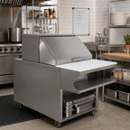 Thumbnail image #2 for Advance Tabco RC-3 Flip-Up Stainless Steel Hinged Cover for 3-Well Hot Food Tables