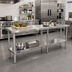 Thumbnail image #2 for Sapphire 84-Inch x 24-Inch 16-Gauge 304 Stainless Steel Work Table with Beveled Square Edge and Undershelf