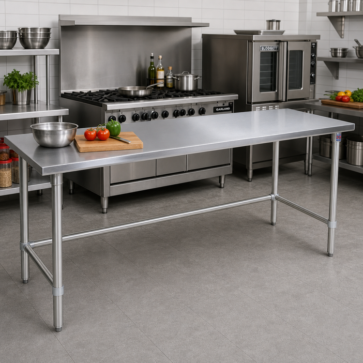 Product image #2 for John Boos Stallion 144-Inch x 24-Inch 16-Gauge Stainless Steel Flat Top Work Table with Safety Edge