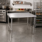 Thumbnail image #2 for John Boos Stallion ST6R1.5-3048SBW 48-Inch x 30-Inch Stainless Steel Work Table, 16-Gauge 300 Series Top, Open Base, Rear Up-Turn