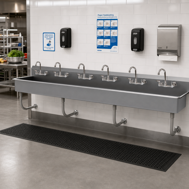 Product image #2 for Advance Tabco FS-WM-120-F 120-Inch Wall-Mounted 6-Station Multiwash Hand Sink with Gooseneck Faucets