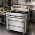 Thumbnail image #2 for Titan JMSS-03-T-36 Fire & Ice 36 Inch Gas Sauté Station with 3 Open Burners and Refrigerated Rail