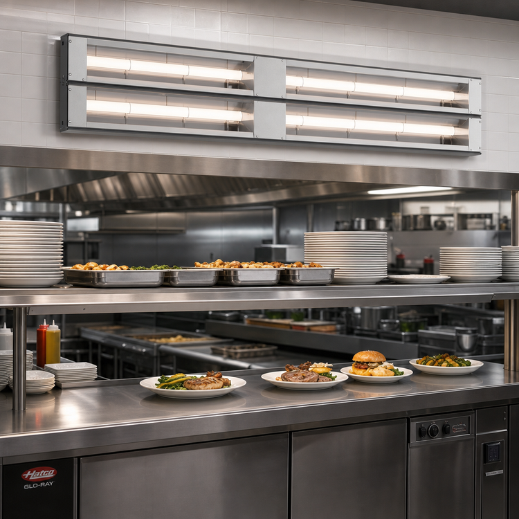 Product image #2 for Hatco Glo-Ray® Lighted Dual Infrared Strip Heater, 108 Inch, Aluminum, 6540W, 3-Inch Spacer