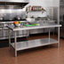 Thumbnail image #2 for Heavy-Duty Stainless Steel Flat Top Work Table with Undershelf, 60 x 24 Inches