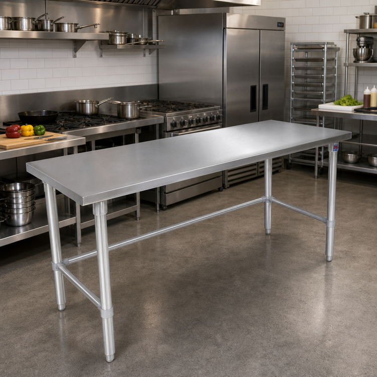 Product image #2 for John Boos Stallion 120-Inch x 24-Inch Stainless Steel Flat Top Work Table with Safety Edge