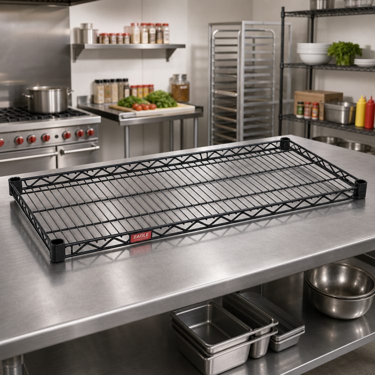 Product image #2 for Eagle Group Stand-Outs Decorative Wire Shelf with QuadTruss, 72W x 24D, Black Epoxy Finish