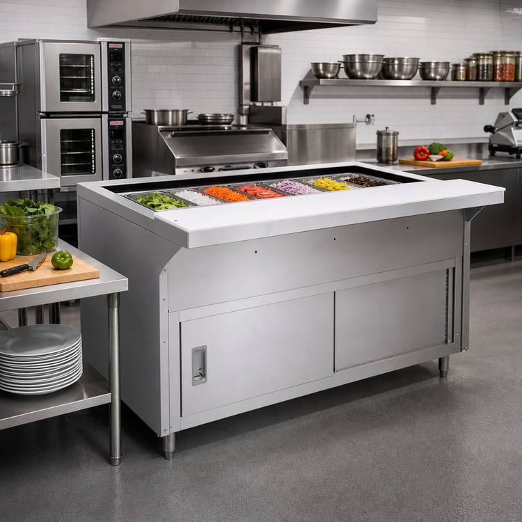 Product image #2 for Advance Tabco Triumph Supreme Heavy Duty Ice Cooled Serving Counter, 5-Pan, 77-3/4 Inch Wide, Stainless Steel