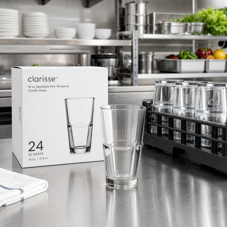 Product image #2 for Clarisse™ 16 oz Stackable Rim-Tempered Cooler Glass, Case of 24