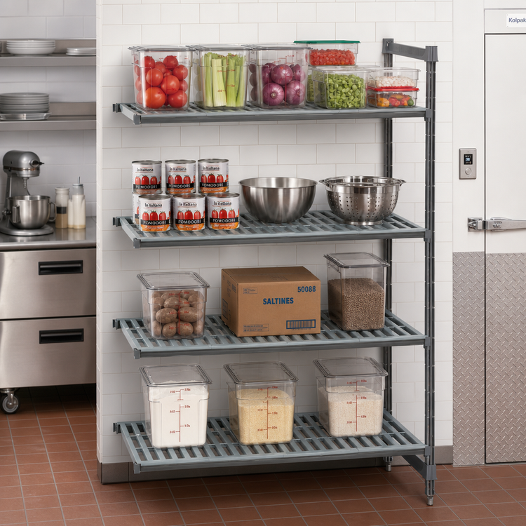 Product image #2 for Cambro Camshelving Basics Plus 4-Tier Vented Add-On Shelving Unit, 18 x 54 x 64 Inches, Brushed Graphite