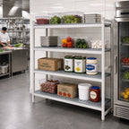 Thumbnail image #2 for Fermod Fermostock 4R59A66 4-Tier Perforated Polymer Shelving Starter Unit with Removable Inserts, 59"W x 14"D x 66"H