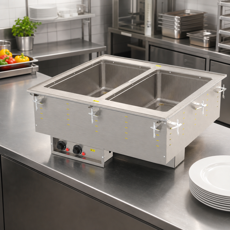 Product image #2 for Vollrath Two-Well Modular Drop-In Hot Food Well with 316 Stainless Steel Wells, Thermostatic, 208-240V