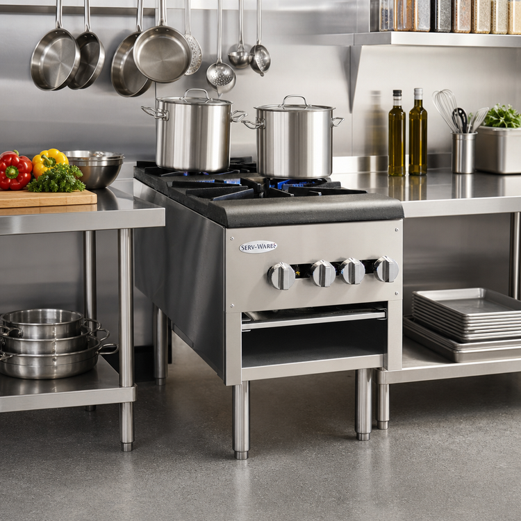 Product image #2 for Serv-Ware Double Stock Pot Gas Range, Natural Gas, 18-Inch Wide, 2 Burners