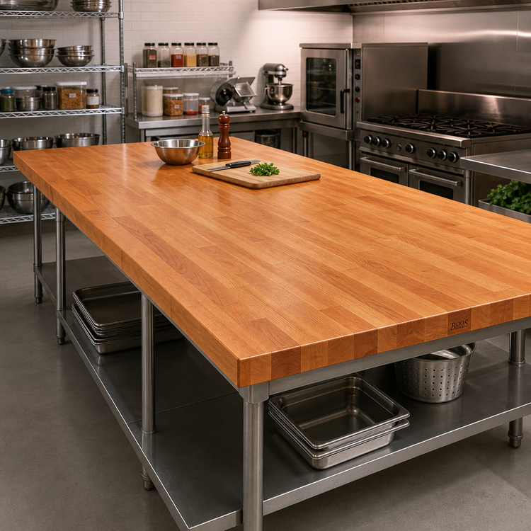 Product image #2 for Boos Block 96-Inch x 25-Inch Blended Edge Grain American Cherry Kitchen Countertop with Varnique Finish