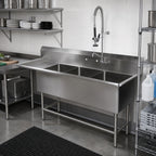 Thumbnail image #2 for John Boos Pro-Bowl 3PB20-1D24L 3-Compartment Stainless Steel Sink, 20 x 20 x 12 Inch Bowls, Left 24 Inch Drainboard, 16-Gauge, 10 Inch Backsplash
