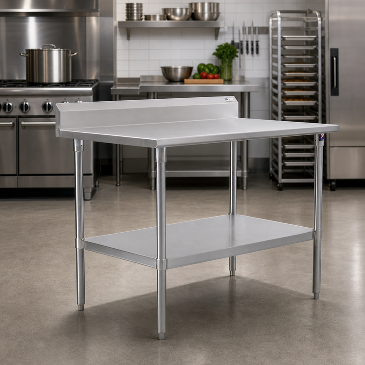 Product image #2 for John Boos Stallion 72-Inch x 24-Inch Stainless Steel Work Table with 5-Inch Backsplash and Undershelf