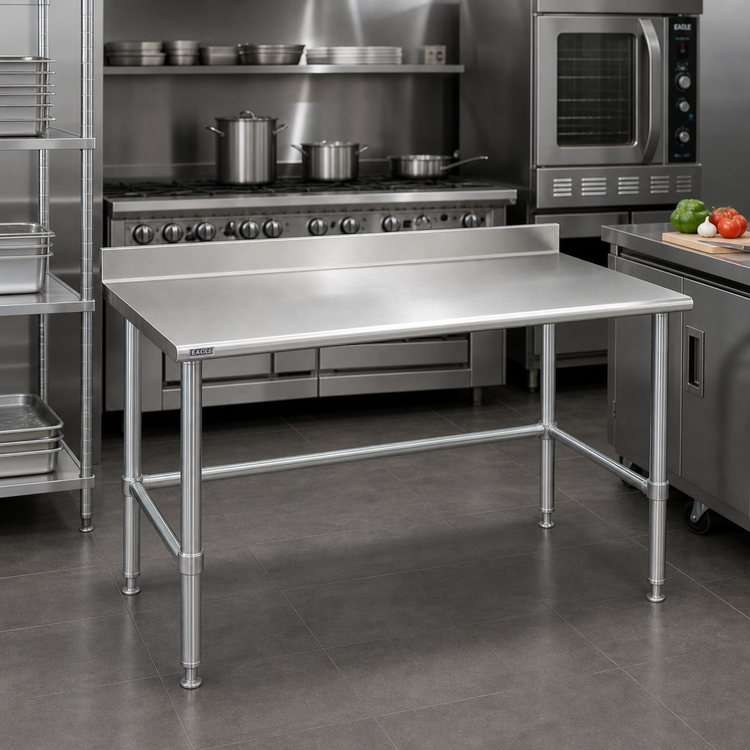 Product image #2 for Eagle Deluxe Series 48-Inch x 30-Inch Stainless Steel Work Table with 4-1/2-Inch Backsplash