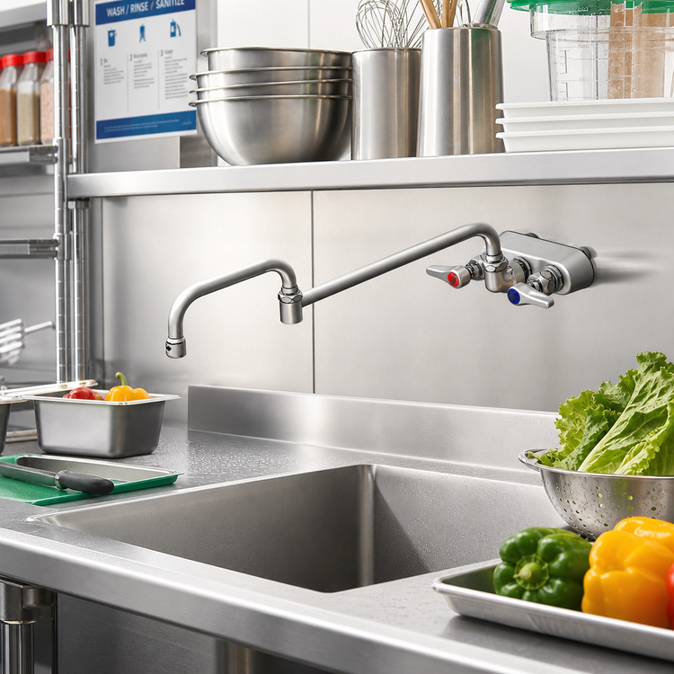 Product image #2 for T&S Brass B-1135 3-1/2" Wall-Mount Workboard Faucet with 18" Double-Jointed Swing Nozzle
