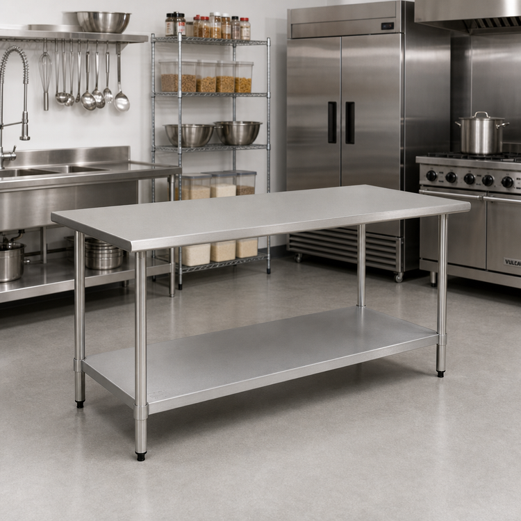Product image #2 for BlendPort® Budget Series 72-Inch x 30-Inch 430 Stainless Steel Work Table with Adjustable Undershelf