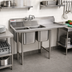 Thumbnail image #2 for Eagle Group 414 Series Two-Compartment Stainless Steel Sink with Right Drainboard, 60-3/4 Inch Wide