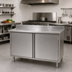 Thumbnail image #2 for Spec-Master Stainless Steel Cabinet Base Enclosed Work Table with Hinged Doors and 4-1/2-Inch Backsplash, 120 x 30 Inches
