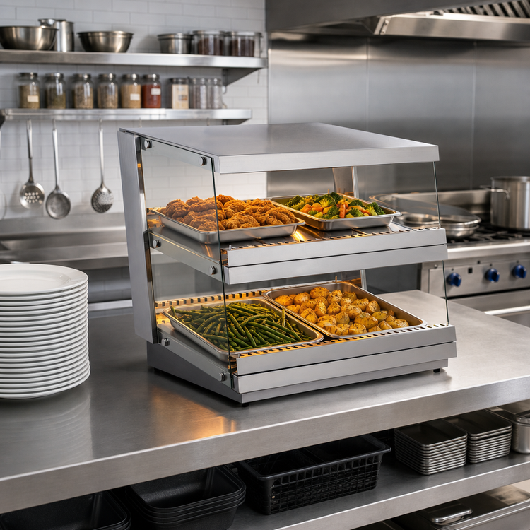 Product image #2 for Countertop 2-Shelf Heated Pass-Through Hot Food Display Station, 3 Cu. Ft., 120V