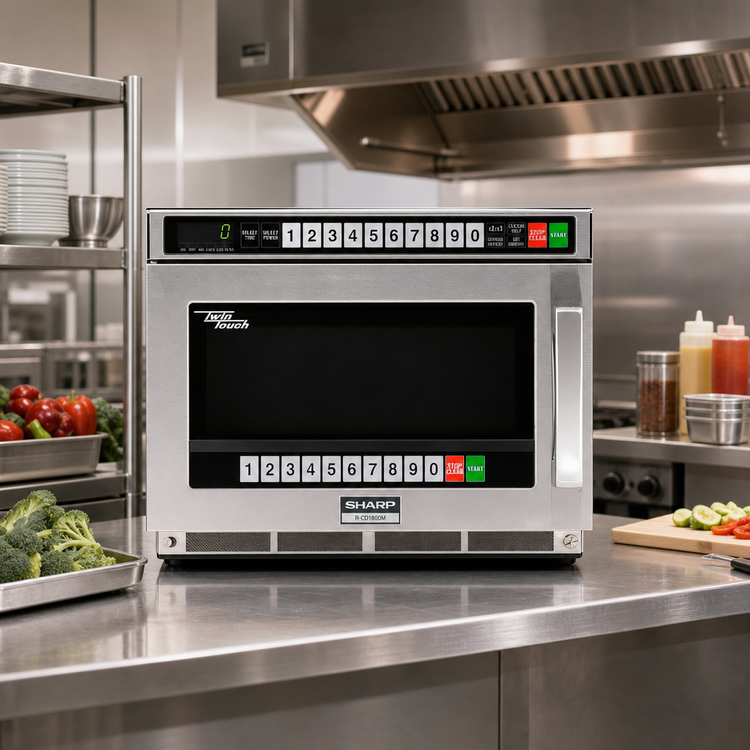 Product image #3 for Sharp TwinTouch R-CD1800M Heavy-Duty Commercial Microwave Oven, 1800 Watts, 0.75 Cu. Ft., Stainless Steel