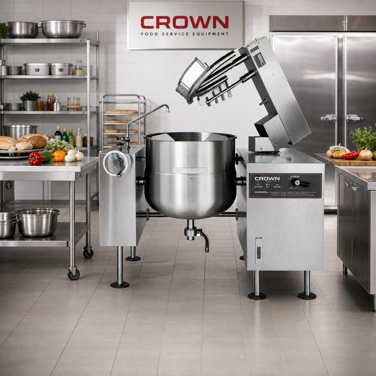 Product image #2 for Crown DLTM-80 80 Gallon Direct Steam 2/3 Jacketed Tilting Mixer Kettle