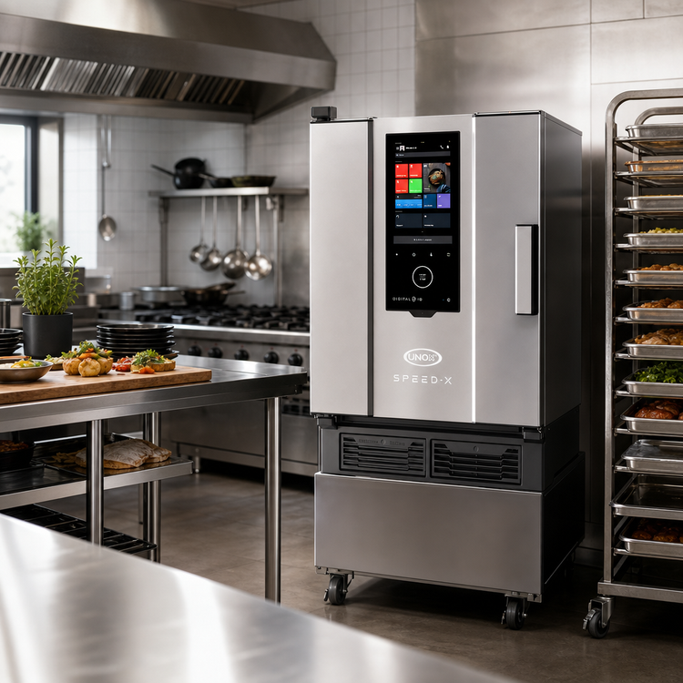 Product image #2 for UNOX SPEED-X Electric Self-Washing Combi Speed Oven, Floor Model, 10 GN 2/3 Tray Capacity