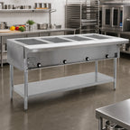 Thumbnail image #2 for Eagle Group SDHT5-208-3 79-Inch Electric Hot Food Table, 5 Dry Wells, Stainless Steel Open Base, 208V 3-Phase