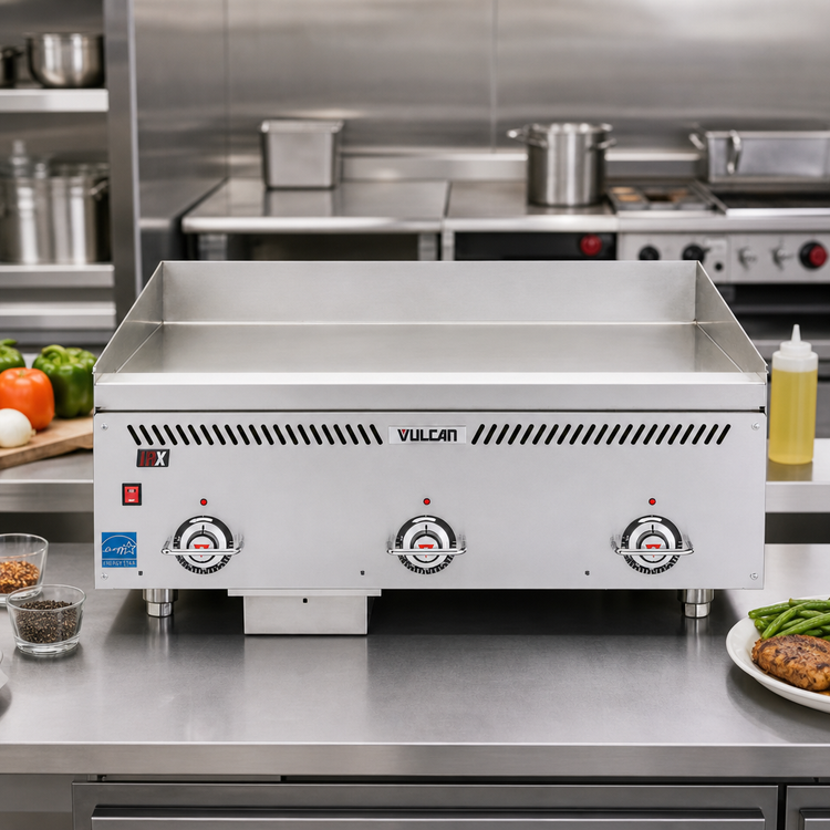 Product image #3 for Heavy-Duty 24-Inch Countertop Gas Griddle with 1-Inch Chrome Plate and Infrared Burners