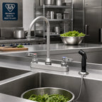 Thumbnail image #2 for T&S Brass B-1172-07-133X Deck-Mount Workboard Mixing Faucet, 8-Inch Centers, Swivel Gooseneck, 7-Foot Side Spray Hose