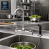 Thumbnail image #2 for T&S Brass 8-Inch Centers Deck-Mount Workboard Faucet with 5-3/4-Inch Swivel Gooseneck and 7-Foot Side Spray Hose