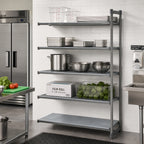 Thumbnail image #2 for Cambro Camshelving® Basics Plus CBA216084VS5580 5-Tier Add-On Polymer Shelving Unit, 21"D x 60"W x 84"H, Vented & Solid, Graphite