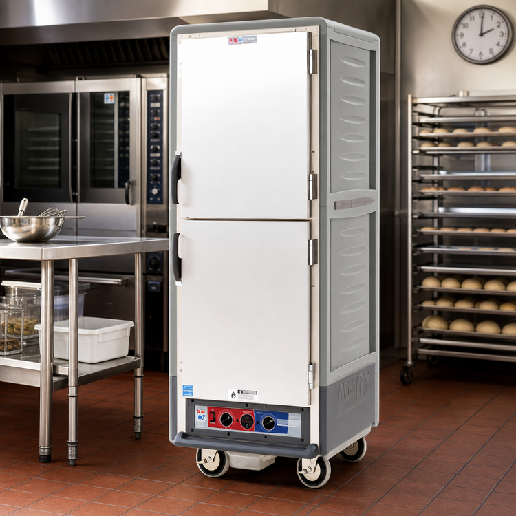 Product image #2 for Metro C5 3 Series Mobile Full Height Moisture Heated Holding & Proofing Cabinet with Gray Insulation Armour, Dutch Insulated Aluminum Doors, and Fixed Wire Slides
