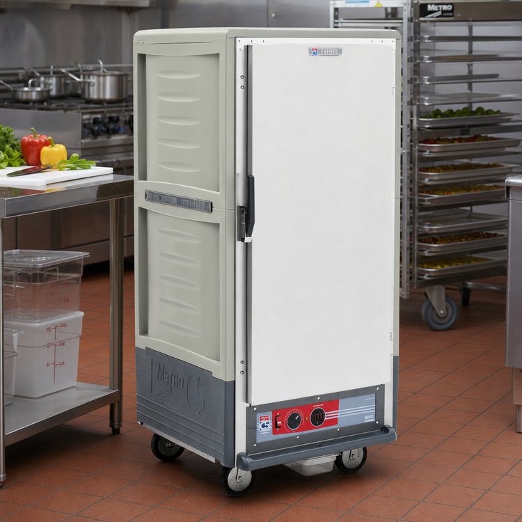 Product image #2 for Metro C5 3 Series Insulation Armour 3/4 Height Low-Watt Heated Holding Cabinet with Full Solid Door, Lip Load Slides, Gray