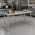 Thumbnail image #2 for Sapphire 72 Inch x 24 Inch 18 Gauge 430 Stainless Steel Flat Top Work Table with Open Base and Beveled Square Edge