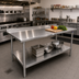 Thumbnail image #2 for John Boos Stallion 108-Inch x 24-Inch Stainless Steel Work Table with 1-1/2-Inch Rear Up-Turn