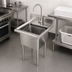 Thumbnail image #2 for Omcan 1-Compartment Stainless Steel Laundry Sink with Gooseneck Faucet and Drain Basket, 24 x 21 x 33 Inches