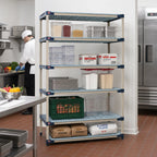 Thumbnail image #2 for Metro MetroMax 4 5X567G4 5-Shelf Stationary Starter Polymer Shelving Unit, Open-Grid, 60 x 24 x 74 Inches, Blue