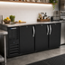 Thumbnail image #2 for Beverage Air 72-Inch Three-Section Food-Rated Back Bar Refrigerator with Solid Doors, Black Exterior and Stainless Top