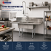Thumbnail image #2 for Omcan Space Saver 62-Inch Three-Compartment Sink with Left/Right Drain Boards