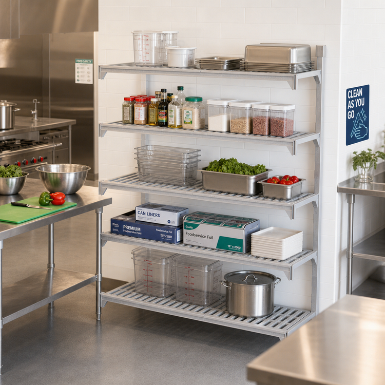 Product image #3 for Cambro Camshelving Premium 5-Shelf Vented Stationary Add-On Polymer Shelving Unit, 18 x 72 x 84 Inches