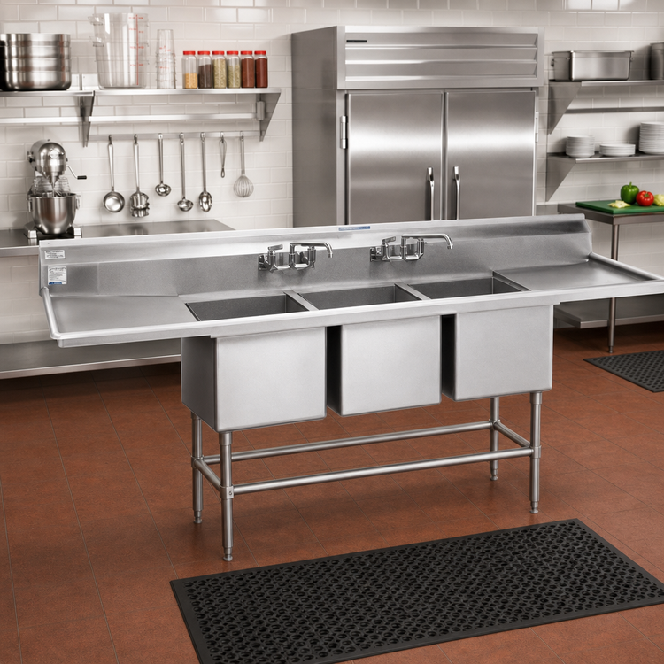 Product image #2 for Eagle Group Spec-Master FN Series 91.5" Three Compartment Stainless Steel Sink with Left Drainboard