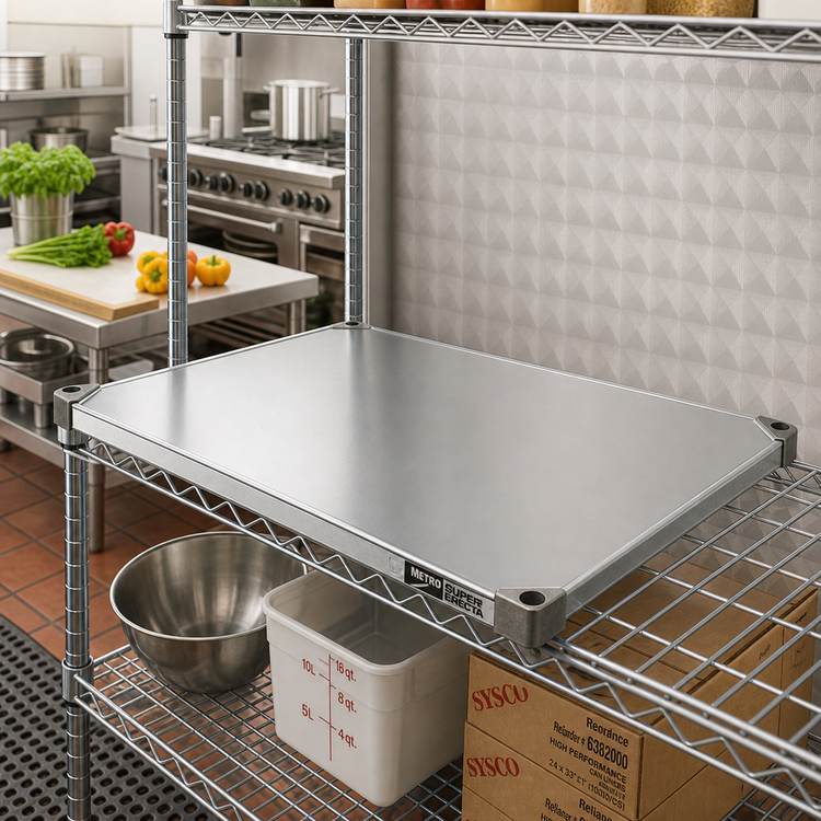 Product image #2 for Metro Super Erecta 48 x 24 Inch Solid Galvanized Shelf with Raised Ship's Edge